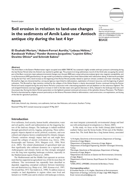 Pdf Soil Erosion In Relation To Land Use Changes In The Sediments Of