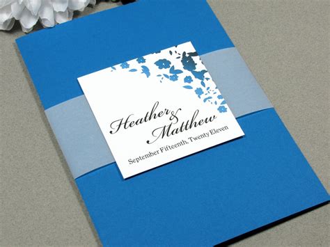 Royal Blue Wedding Invitations Floral Wedding Invitation | Etsy