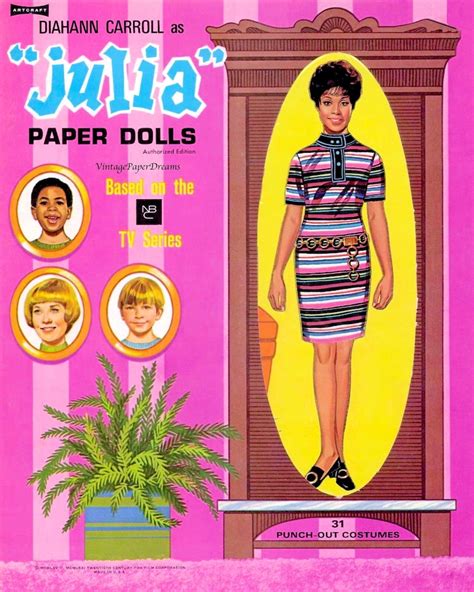 Vintage Paper Doll Printable Pdf Julia Paper Doll 60s Etsy