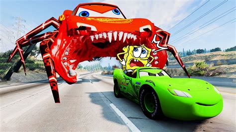 Epic Escape From The Lightning McQueen Head Eater Car VS McQueen