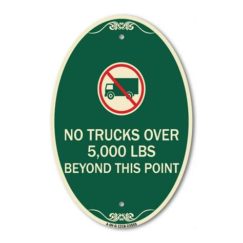 Signmission Designer Oval Series Sign No Trucks Over Editable Weight Beyond This Point With