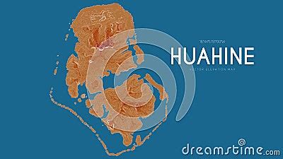 Topographic Map Of Huahine, Society Islands, French Polynesia, Pacific ...