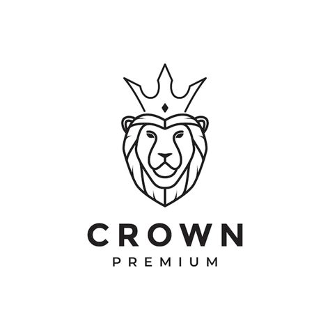 Premium Vector Face Lion Line With Crown Modern Logo Design Vector Graphic Symbol Icon