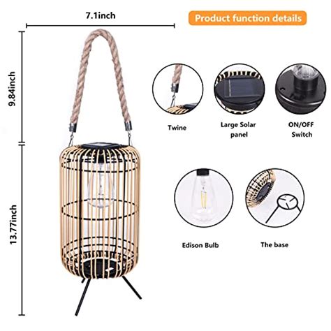 Livinlarge Solar Lantern Outdoor Waterproof Large Solar Rattan Lantern