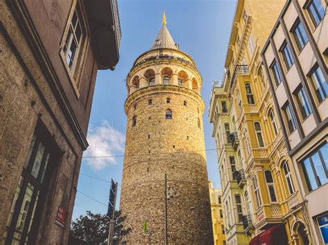 Galata Tower And The Street In The Old Town Of Istanbul Turkey