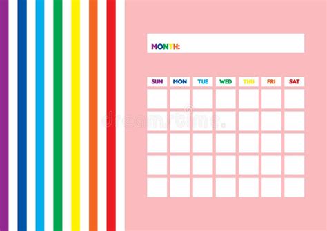 Planificateur Mensuel Non Dat De Calendrier Mensuel Rainbow Vide De