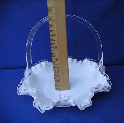 Vtg Fenton Silver Crest White Milk Glass Ruffled X Easter Basket