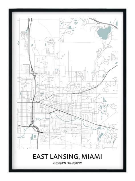 East Lansing Map Poster - Your City Map Art - Positive Prints