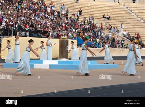 Olympic flame relay ceremony in Athens, Greece Stock Photo - Alamy