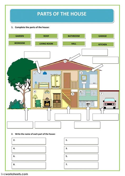 Parts Of The House Worksheets English