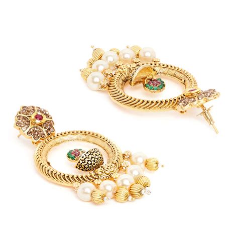 Panash Gold Plated Off White Pearl Studded Handcrafted Jewellery Set