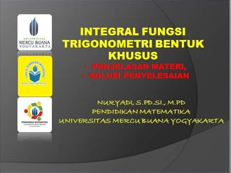 Integral Fungsi Trigonometri Bentuk Khusus Dan Cara Penyelesaiannya