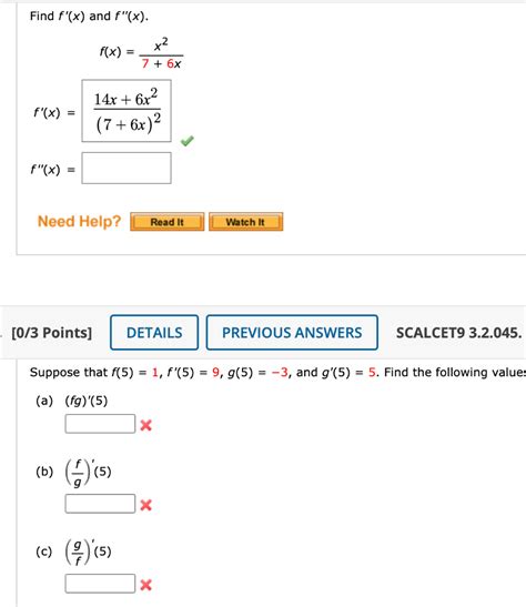 Solved Find F X And F X F X X2 7 6x F X 14x