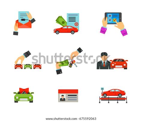 Car Dealership Icon Set Stock Vector Royalty Free 675592063