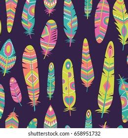 Ethnic Feathers Seamless Pattern Stock Vector Royalty Free