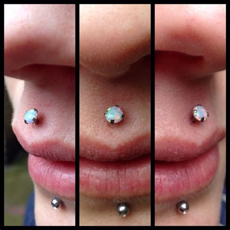 Fresh Philtrummedusa Lip Piercing With Prong Set White Opal Done By Me