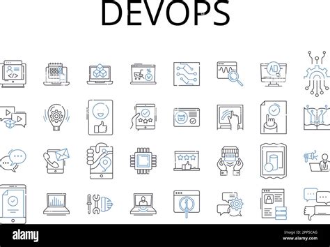 DevOps Line Icons Collection Agile Development Cloud Computing