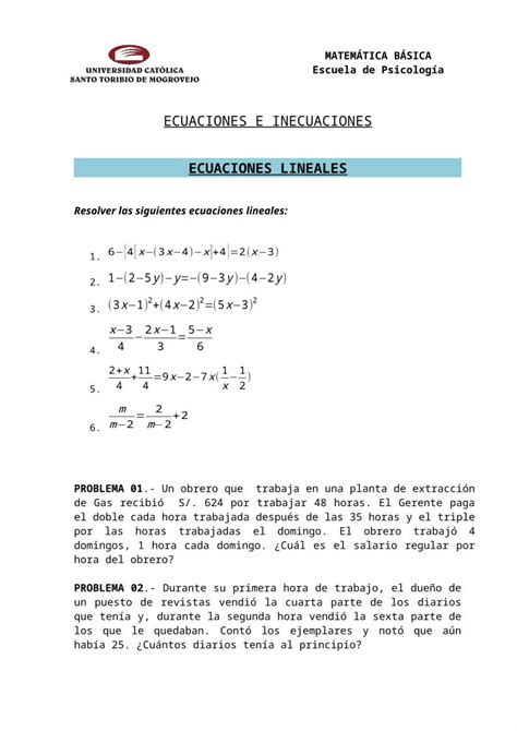 Docx Ficha De Trabajo Ecuaciones E Inecuaciones Dokumen Tips