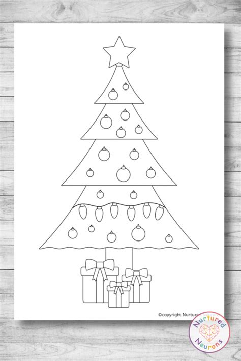 Christmas Tree Outline (Printable Templates) - Nurtured Neurons