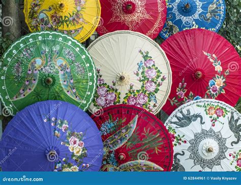 Colorful Chinese Silk Umbrellas Stock Image Image Of Sales Souvenirs