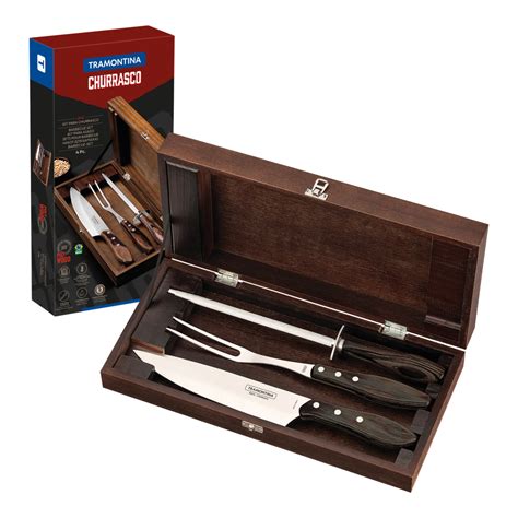 Kits Para Churrasco Tramontina - Kit para Churrasco Tramontina em Aço Inox com Cabo Castanho Polywood ...