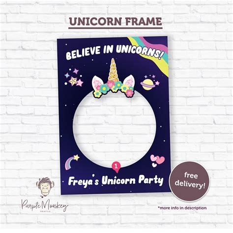 Personalised Unicorn Selfie Frame Custom Cutout Birthday Party Etsy