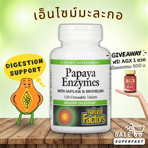 ลอตผลตใหม Exp 08 2027 Natural Factors Papaya Enzymes with Amylase