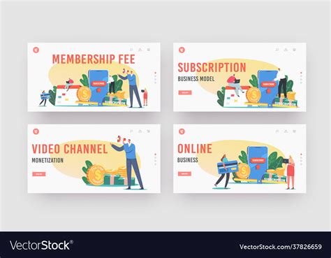 Membership Fee Landing Page Template Set Vector Image