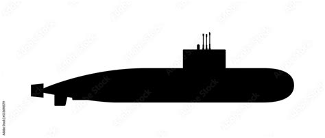 Navy submarine black silhouette isolated on a white background. Stock ...