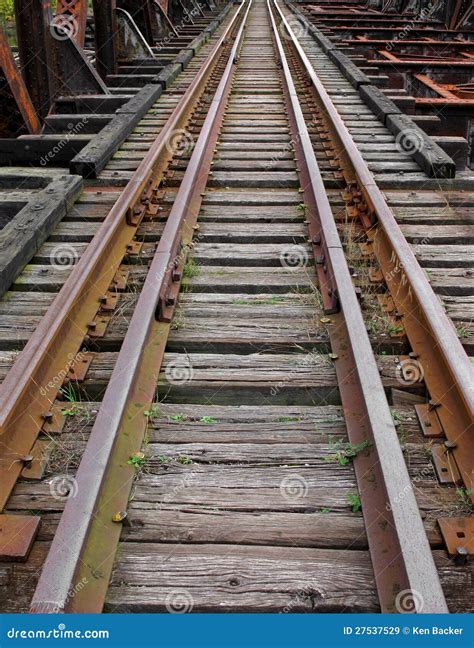 Abandoned Railroad Tracks On Bridge Stock Image Image Of Unused