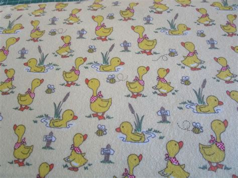 Flannel Fabric Playful Ducks Yellow By Ae Nathan Cotton Etsy Canada