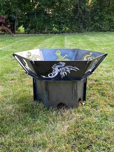 Flat Pack Dragon Fire Pit Portable Mobile In Steel Camp Etsy