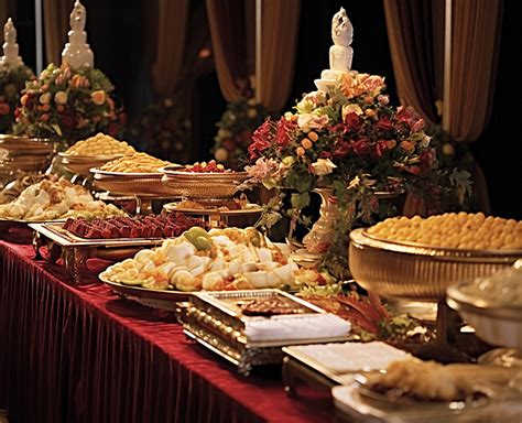 A Buffet Of Different Food Is Sitting On A Table Background Buffet