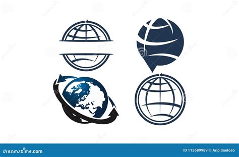 World Globe Logo Design Template Set Stock Vector - Illustration of blue, company: 113689989