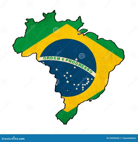 Mapa Del Brasil En El Dibujo De La Bandera Del Brasil Imagen De Archivo