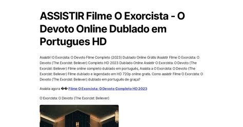 ASSISTIR Filme O Exorcista O Devoto Online Dublado Em Portugues HD