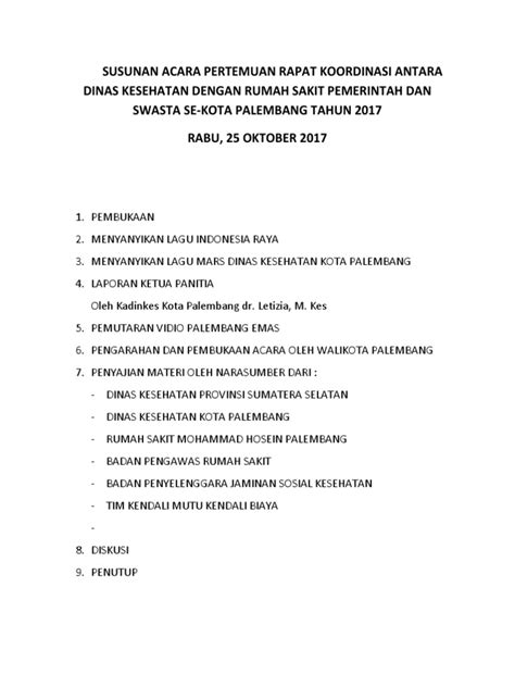 Detail Contoh Susunan Acara Rapat Koordinasi Koleksi Nomer