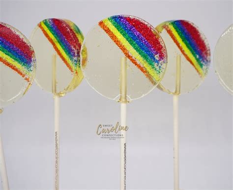 Rainbow Favors Rainbow Lollipops Hard Candy Lollipops Candy | Etsy