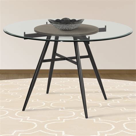 Armen Living Davis 48 Round Glass Top Dining Table In Mineral