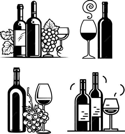 Premium Vector Wine Bottle Glass Silhouette Vector Illustration