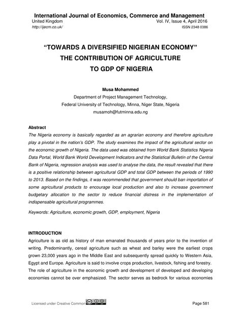 (PDF) “TOWARDS A DIVERSIFIED NIGERIAN ECONOMY” THE CONTRIBUTION OF ...