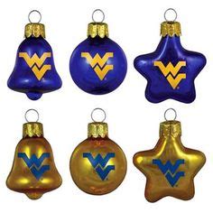 West Virginia Mountaineers Navy Blue-Gold 6-Pack Assorted Glass ...