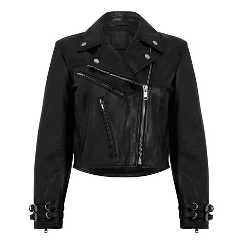 Givenchy Cropped Leather Jacket Women Black Flannels