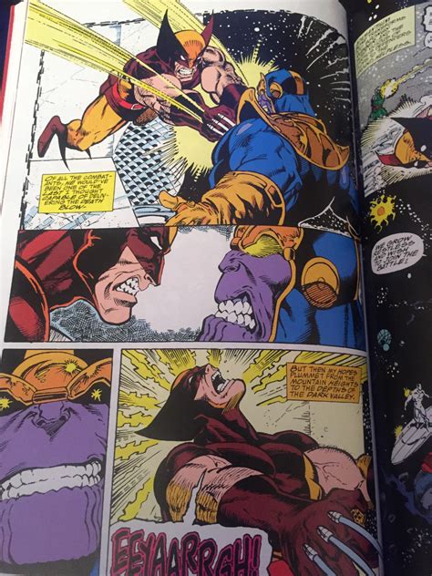 Wolverine taking it to Thanos (Infinity Gauntlet #4) : r/xmen