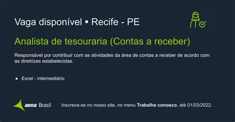 A Aena Brasil está contratando analista de tesouraria para o escritório ...