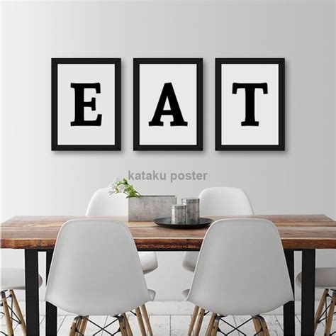 Jual Set Poster Eat Sign Putih Dekorasi Ruang Makan Frame Hiasan