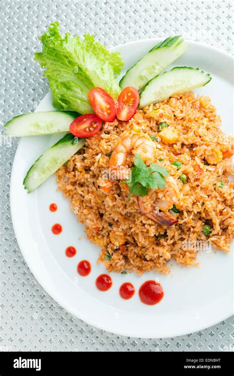 Sriracha Fried Rice With Shrimp Stock Photo Alamy