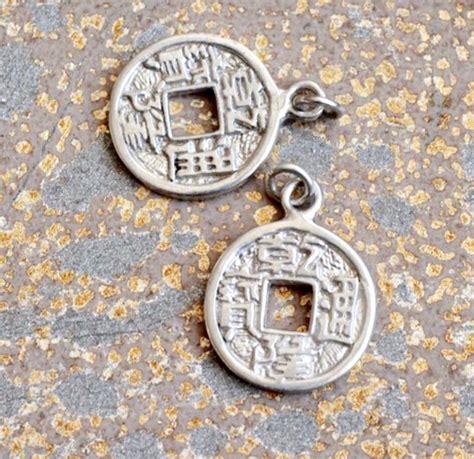 2 Sterling Silver Chinese Coin Charms Chinese Coins Lucky | Etsy