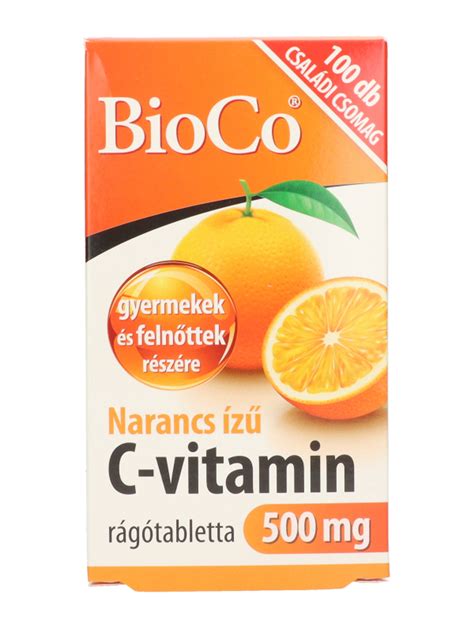 Bioco narancs ízű C vitamin 500 mg rágótabletta 100 db