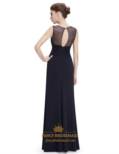 Illusion Neckline Cap Sleeve Chiffon Long Prom Dress With Keyhole Back